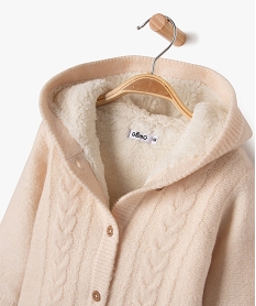 gilet a capuche double sherpa bebe fille rose giletsF286801_2