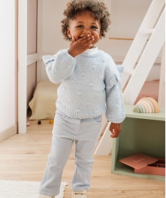 pull scintillant avec volants sur les epaules bebe fille bleu pullsF287101_4