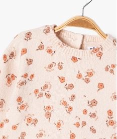 pull en maille a motifs fleuris bebe fille rose pullsF287201_2