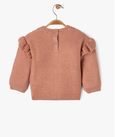 pull grosse maille torsadee a volants bebe fille rose pullsF287301_3