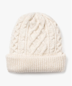 bonnet torsade paillete a revers fille blanc chine foulards echarpes et gantsF287601_3