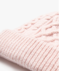 bonnet torsade paillete a revers fille rose standard foulards echarpes et gantsF287701_2