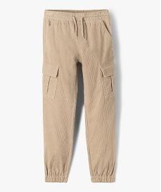 GEMO Pantalon jogger regular en velours côtelé à poches cargo garçon beige standard