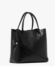 sac a motifs embosses porte main femme noir standard sacs a mainF293001_2