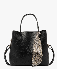 sac a motifs embosses porte main femme noir standard sacs a mainF293001_4