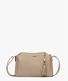 GEMO Sac à bandoulière petit format avec pampille femme Brun
