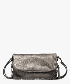 GEMO Sac à bandoulière grainé avec anse en chaîne métal Gris