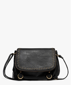 GEMO Sac besace avec clous et anneaux métalliques femme noir standard
