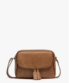 GEMO Sac besace zippé avec pochette à rabat marron vif