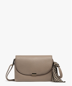 GEMO Sac à rabat avec bandoulière et noeud fantaisie femme Brun
