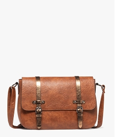 sac besace a rabat avec brides metallisees marron vif sacs bandouliereF295301_4