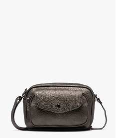 GEMO Sac besace en matière métallisée grainée femme Gris