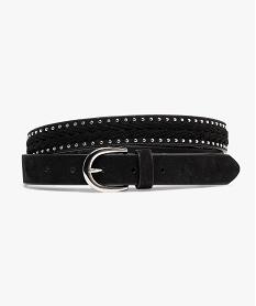 GEMO Ceinture avec lacets et clous métalliques femme noir standard