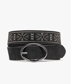 GEMO Ceinture brodée avec boucle ovale femme noir standard