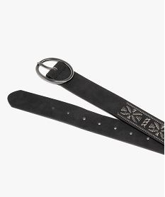 ceinture brodee avec boucle ovale femme noir standard ceinturesF296701_2