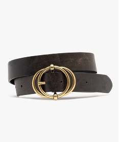 GEMO Ceinture aspect patiné à boucle en métal fantaisie femme noir standard