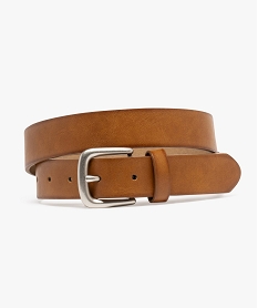 GEMO Ceinture lisse avec boucle en métal carrée femme marron vif