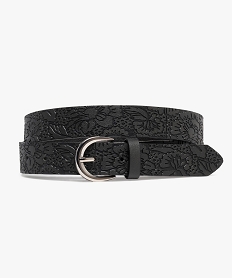 GEMO Ceinture avec motifs fleuris gravés femme noir standard