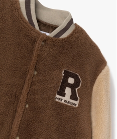 sweat boutonne en maille peluche garcon brun sweatsF300701_2