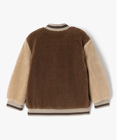 sweat boutonne en maille peluche garcon brun sweatsF300701_3