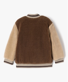sweat boutonne en maille peluche garcon brun sweatsF300701_4