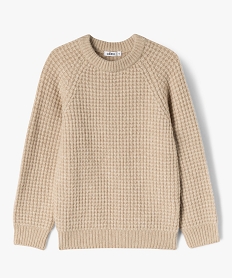 GEMO Pull grosse maille fantaisie en laine garçon Beige