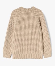 pull grosse maille fantaisie en laine garcon beige pullsF301201_3