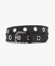 GEMO Ceinture aspect denim avec oeillets métalliques femme noir standard