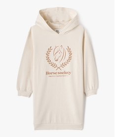 robe sweat imprimee a capuche fille beigeF304001_1