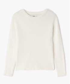 GEMO Pull en maille duveteuse à col rond fille blanc chine