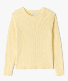 GEMO Pull en maille duveteuse à col rond fille jaune standard