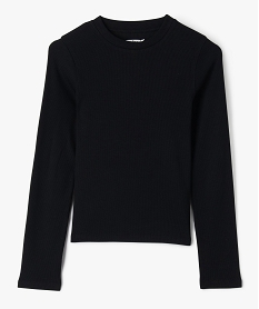GEMO Tee-shirt manches longues en maille côtelée fille noir standard