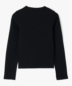 tee-shirt manches longues en maille cotelee fille noir standard tee-shirtsF304401_3