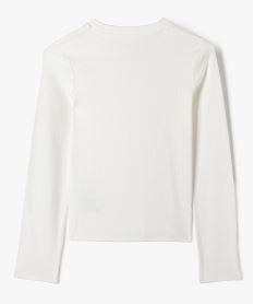 tee-shirt manches longues en maille cotelee fille blanc chine tee-shirtsF304501_3