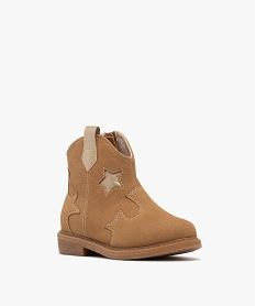 bottines fille style santiags brodees avec details effet metallise beige standardF304801_2
