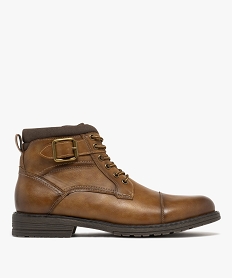 GEMO Boots home à lacets et à zip avec bout droit classique marron chine