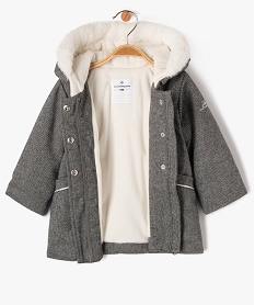 manteau a capuche double peluche bebe fille - lulucastagnette grisF306701_2