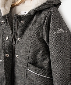 manteau a capuche double peluche bebe fille - lulucastagnette grisF306701_3