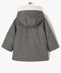 manteau a capuche double peluche bebe fille - lulucastagnette grisF306701_4