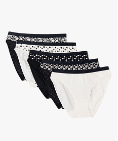 GEMO Culottes en coton stretch à motifs fleuris femme (lot de 5) - Les Pockets Dim Noir