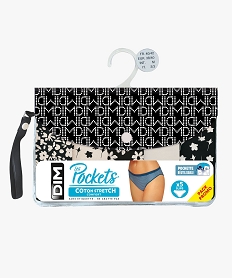 culottes en coton stretch a motifs fleuris femme (lot de 5) - les pockets dim noir culottesF308201_3