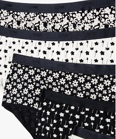 boxers en coton stretch a motifs fleuris femme (lot de 5) - les pockets dim noir shortiesF308501_2