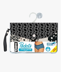 boxers en coton stretch a motifs fleuris femme (lot de 5) - les pockets dim noir shortiesF308501_3