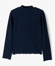 tee-shirt a manches longues en maille cotelee fille bleu tee-shirtsF309901_4