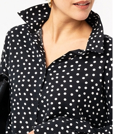 chemise manches longues fluide a pois femme noirF311701_2