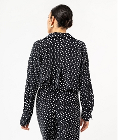 chemise manches longues fluide a pois femme noirF311701_3