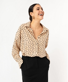 GEMO Chemise manches longues fluide à pois femme imprime pois
