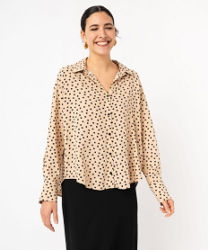 chemise manches longues fluide a pois femme beige chemisiersF311801_4