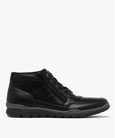 GEMO Boots homme confort à lacets et zip latéral avec bout carré noir vif