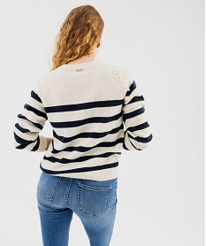 pull en laine a rayures et maille fantaisie femme - lulucastagnette imprime pullsF312901_3